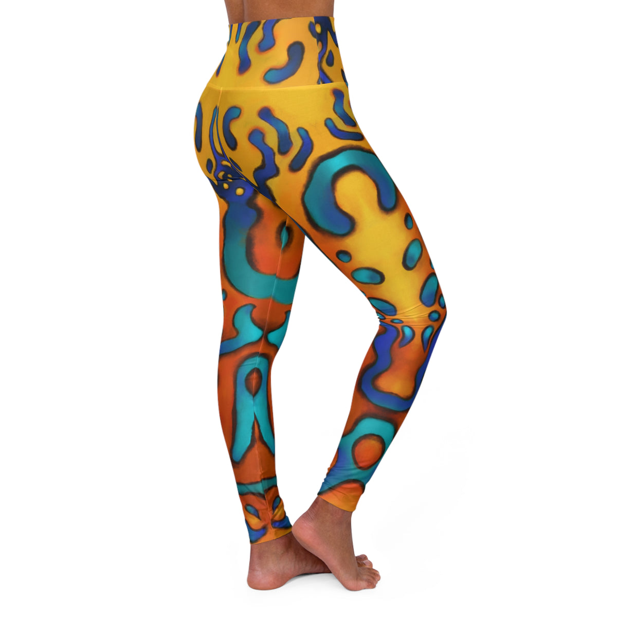 High Waisted Yoga Leggings (AOP) Mandarin Fish Print