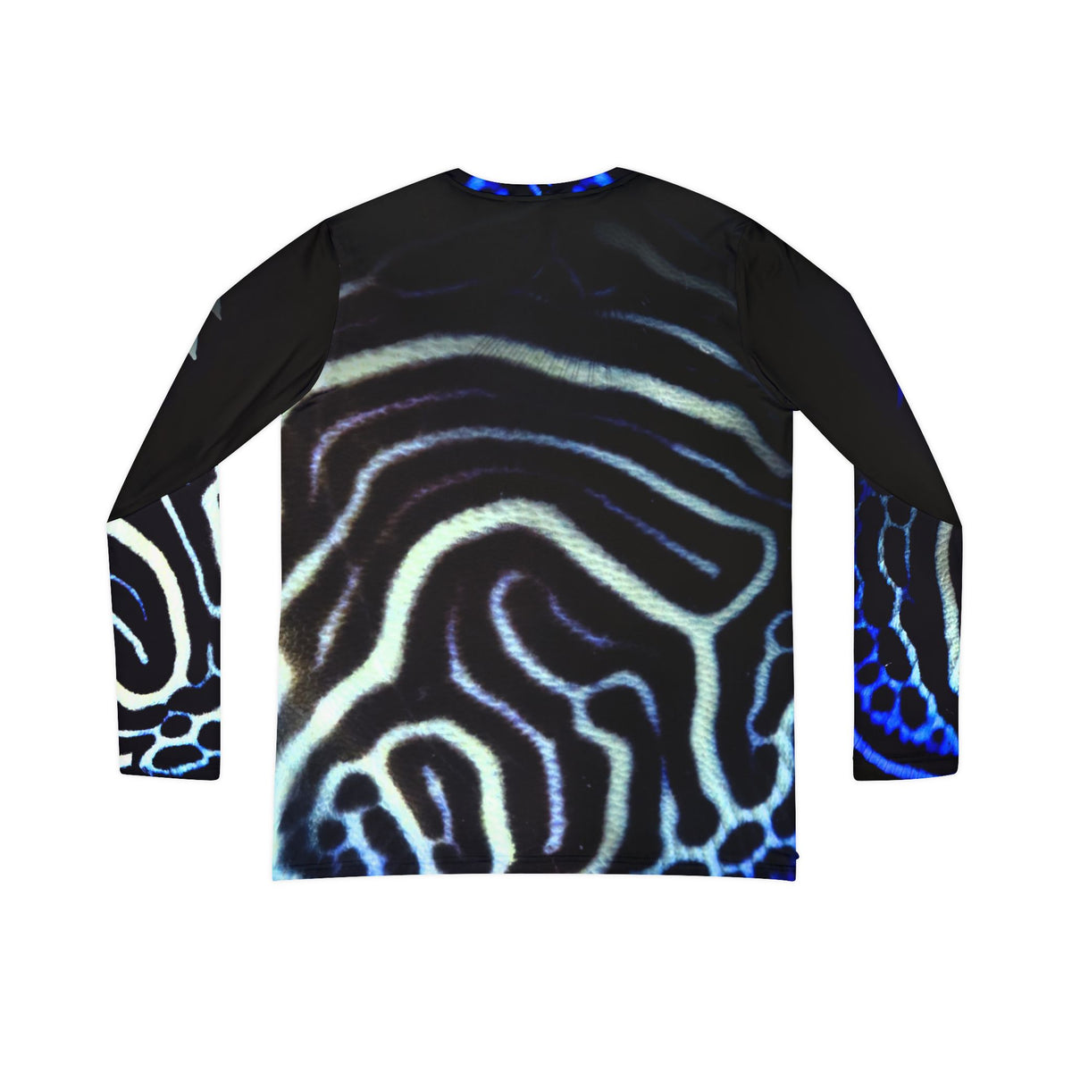 Women's V-Neck Long Sleeve Shirt — Blue Abstract Wave All-Over Print