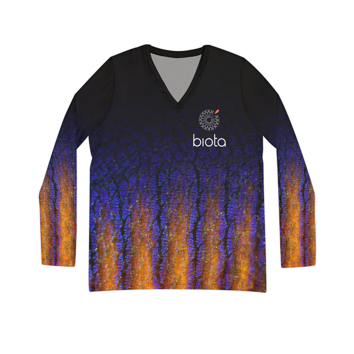 V-Neck Long Sleeve Shirt - Coral Beauty Angelfish