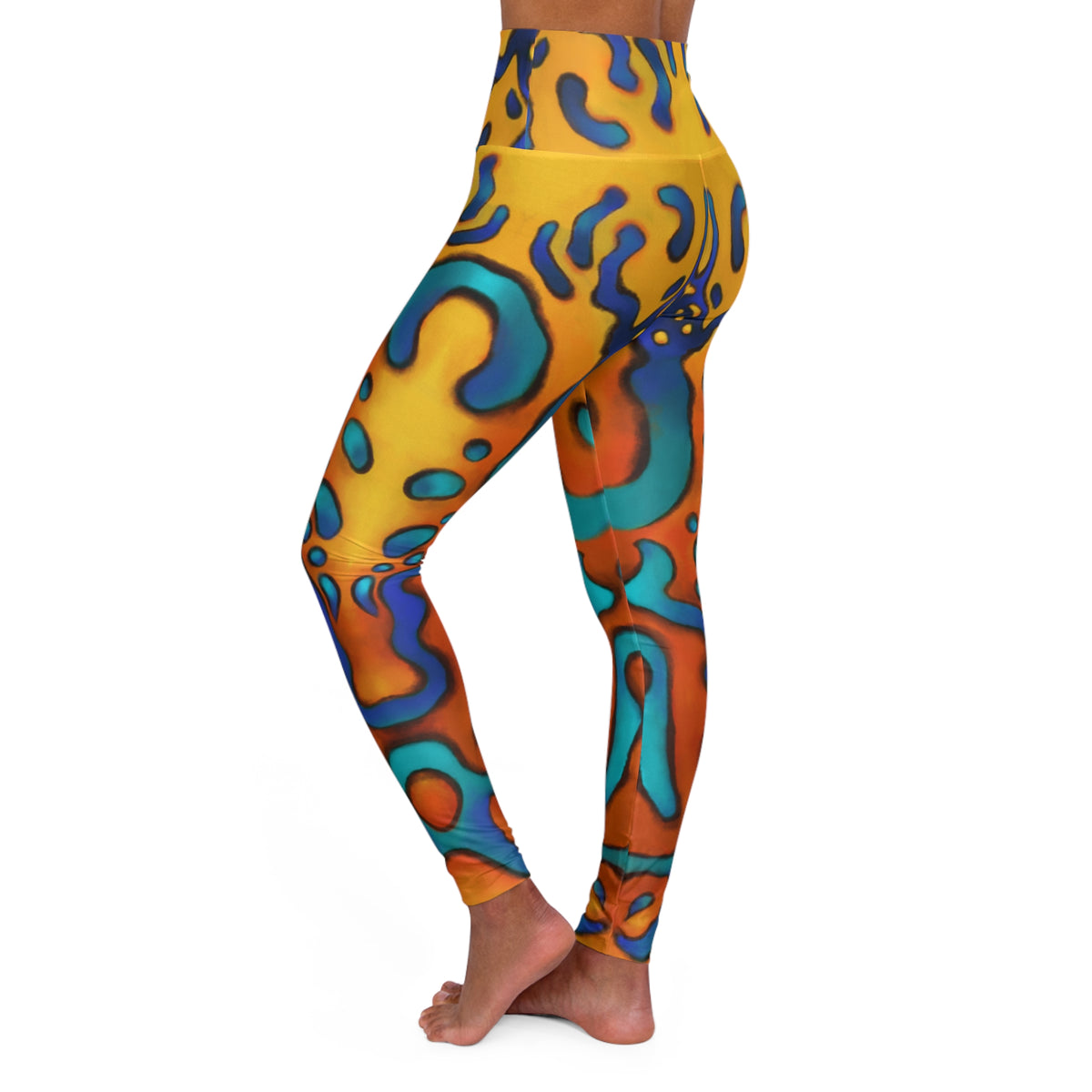 High Waisted Yoga Leggings (AOP) Mandarin Fish Print