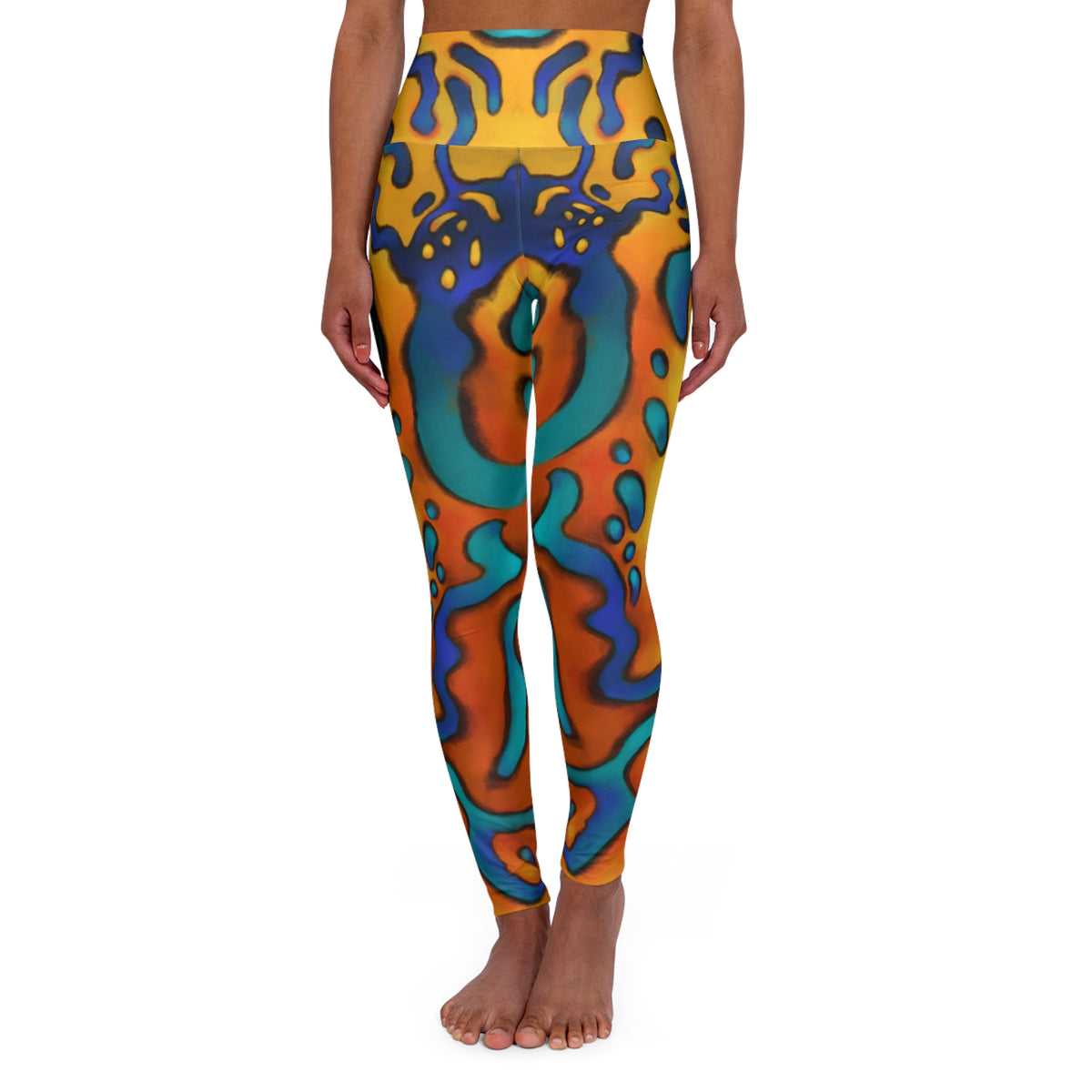 High Waisted Yoga Leggings (AOP) Mandarin Fish Print