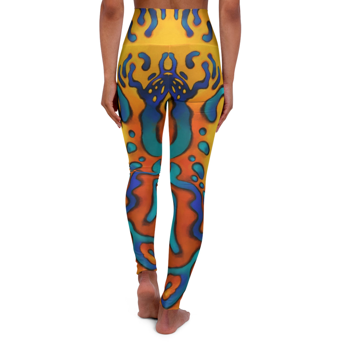 High Waisted Yoga Leggings (AOP) Mandarin Fish Print